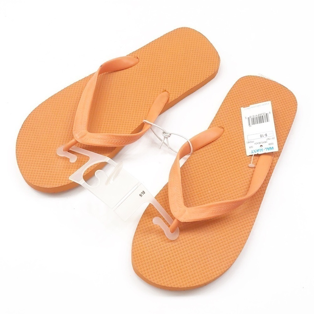NEW Walmart men's orange beach flip flop sandals